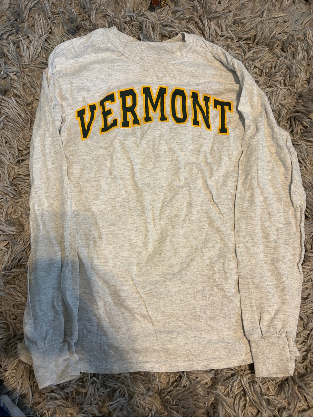 Vermont Long Sleeve Shirt - Gray with Yellow/Green Lettering